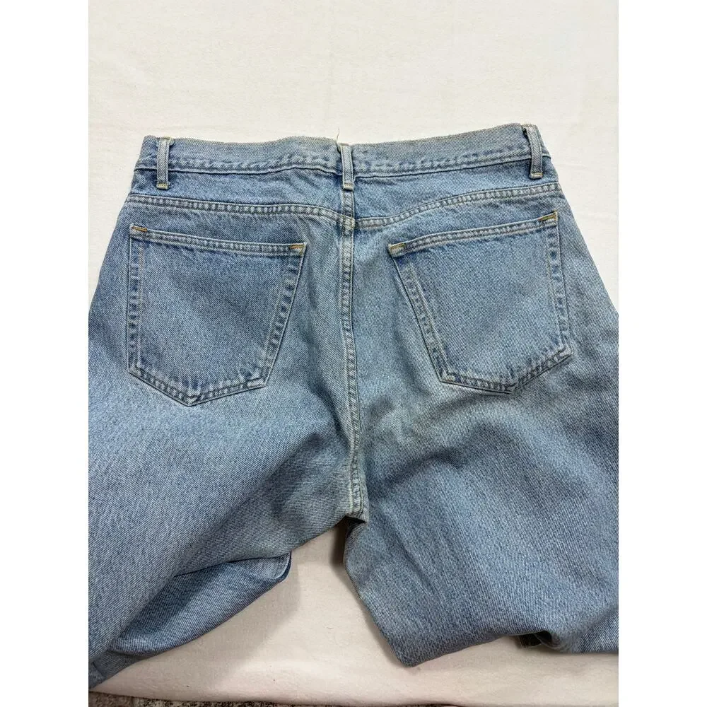 Vintage J.Crew Jeans Mens 33x28 Light‎ Wash Button Fly Straight Leg USA Style